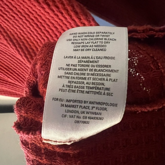 ANTHROPOLOGIE Meadow Rue RED LONG SLEEVE COWLED THERMAL TUNIC TOP Size Small - Picture 6 of 9